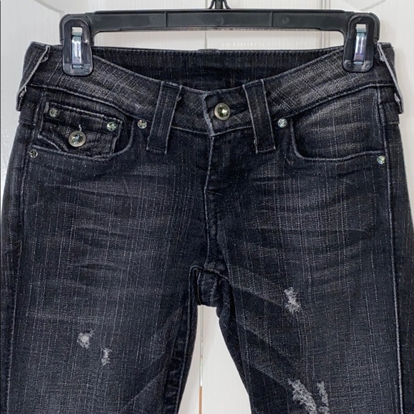 True Religion black jeans size 25 rhinestones - Picture 2 of 13
